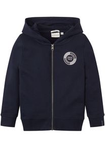 Sweatjacke Tom Tailor, Jungen, Gr. 116/122, blau (navy), Obermaterial: 100% Baumwolle, unifarben, weit, Rippb&uuml;ndchen, Sweatjacken Sweatjacke, mit Kapuze