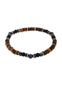 Armband Amor, gelbgoldfarben, blau, schwarz, braun, blau, schwarz, braun, Armb&auml;nder, Herren, 21cm, Edelstahl, Armband, mit Lapislazuli, Tigerauge