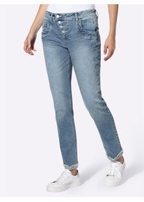 Bequeme Jeans Heine, Damen, Gr. 46, Normalgr&ouml;&szlig;en, blau, bleached, 98% Baumwolle, 2% Elasthan, unifarben, lang, Jeans Bequeme Jeans