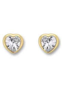 Paar Ohrstecker ONE ELEMENT "Zirkonia Herz Ohrringe Ohrstecker aus 333 Gelbgold", gold, Ohrringe, Damen, Gelbgold 333, Paar Ohrstecker