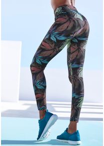 active by Lascana Leggings LASCANA ACTIVE, Damen, Gr. M (40/42), N-Gr, blau (dunkelblau), Jersey, Obermaterial: 95% Baumwolle, 5% Elasthan, bedruckt, mehrfarbig, figurbetont kn&ouml;chellang, Hosen Leggings, mit floralem Druck