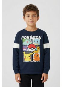 Sweatshirt name it "NMMJUSSY POKEMON NREG SWEAT BRU NOOS SKY", Jungen, Gr. 98, navy blazer, angeraute Sweatware, Obermaterial: 95% Baumwolle, 5% Elasthan, bedruckt, Basic h&uuml;ftbedeckend, Rundhals, Rippb&uuml;ndchen, Sweatshirts Sweatshirt