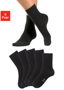 H.I.S. Basicsocken H.I.S, Damen, Gr. 43-46, schwarz (5x schwarz), Baumwollmischung, unifarben, elastisch, Socken Basicsocken, mit besonders weichem B&uuml;ndchen, Topseller