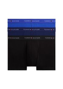Trunk, Herren, Gr. S (48), 3 Stk., blau, navy, schwarz, Jersey, Obermaterial: 95% Baumwolle, 5% Elasthan, Tommy Hilfiger Underwear, k&ouml;rpernah, Unterhosen Trunk, elastischer Bund mit Logo