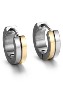 Paar Creolen Firetti "Schmuck Geschenk Klappcreolen", gold (titanfarben, gelbgoldfarben), Ohrringe, Damen, 13,4mm, Titan, Paar Creolen