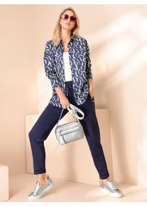 Langarmbluse Heine, Damen, Gr. 40, rauchblau, sand, bedruckt, 100% Baumwolle, bedruckt, gemustert, mehrfarbig, Blusen Langarmbluse