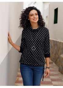 Rollkragenshirt Inspirationen "Rollkragen-Shirt", Damen, Gr. 42, schwarz (schwarz, ecru, bedruckt), 100% Baumwolle, bedruckt, gemustert, mehrfarbig, Shirts Rollkragenshirt