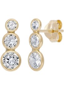 Paar Ohrstecker Firetti "Schmuck Geschenk Gold 375 Ohrschmuck Ohrringe", gold (gelbgoldfarben, kristallwei&szlig;, kristallwei&szlig;), Ohrringe, Damen, Gelbgold 375, Paar Ohrstecker, mit Zirkonia (synth.)