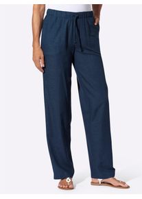Schlupfhose Classic Basics, Damen, Gr. 46, Normalgr&ouml;&szlig;en, dunkelblau, 49% Viskose, 43% Baumwolle, 8% Leinen, unifarben, Hosen Schlupfhose
