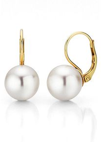 Paar Ohrh&auml;nger Firetti "Schmuck Geschenk Gold 375 Ohrschmuck Patentbrisur Perle" Gr. 8, gold (gelbgoldfarben, wei&szlig;), Ohrringe, Damen, 8, Gelbgold 375 Perlen, Gelbgold 375, Perlen, Paar Ohrh&auml;nger, Made in Germany - mit S&uuml;&szlig;wasserzuchtperle