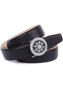 Lederg&uuml;rtel Anthoni Crown, Damen, Gr. 85, schwarz, Leder, unifarben, Basic, G&uuml;rtel Lederg&uuml;rtel, mit silberfarbener Automatik-Schlie&szlig;e und drehendem Steuerruder