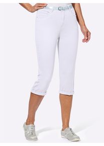 Caprijeans Casual Looks, Damen, Gr. 46, Normalgr&ouml;&szlig;en, wei&szlig;, 98% Baumwolle, 2% Elasthan, unifarben, knielang, Jeans Caprijeans