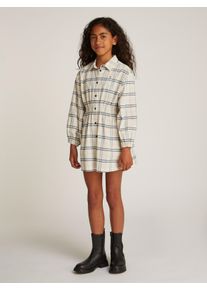 Hemdblusenkleid Tommy Hilfiger "CORDUROY CHECK SHIRT DRESS LS", M&auml;dchen, Gr. 7 (122), N-Gr, beige (classic beige), Cord, Obermaterial: 80% Baumwolle, 18% Polyester, 2% Elasthan, kariert, normal, elastischer Bund, Kleider Hemdblusenkleid, mit Karomuster