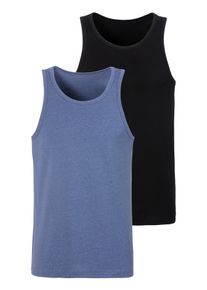 Tanktop John Devin, Herren, Gr. S (44/46), blau (blau meliert, schwarz), Jersey, Obermaterial: 60% Baumwolle, 40% Polyester, meliert, unifarben, Basic, regular fit, Rundhals, Tops Tanktop, in sch&ouml;ner Melange-Optik