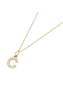 Kette mit Anh&auml;nger Luigi Merano "Kette Anh&auml;nger Buchstabe C mit Zirkonia, Gold 375", gold, Halsketten, Herren, Gelbgold 375, Kette mit Anh&auml;nger