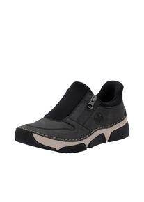Slip-On Sneaker Rieker "Ready2GO", Damen, Gr. 39, grau (anthrazit, schwarz), Lederimitat, Textil, Schuhe Slip-On Sneaker, Halbschuh, Freizeitsneaker mit seitlichem Rei&szlig;verschluss