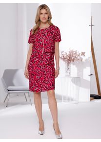 Druckkleid Classic Basics "Kleid", Damen, Gr. 46, Normalgr&ouml;&szlig;en, rot (rot, mauve, bedruckt), 100% Polyester, gemustert, mehrfarbig, Rundhals, Kleider Druckkleid