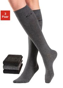 H.I.S. Kniestr&uuml;mpfe H.I.S, Damen, Gr. 35-38, grau (2x anthrazit meliert, 1x grau meliert), Baumwolle, Elasthan (LYCRA), Polyamid, unifarben, elastisch, Socken Kniestr&uuml;mpfe, ohne einschneidendes B&uuml;ndchen, Topseller