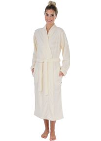 WEWO-Fashion Damenbademantel WEWO FASHION "5001" Gr. XXL, beige (cream), L:120cm, Kunstfaser, Hausm&auml;ntel, Damenbademantel, Micro-Velour