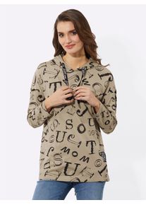 Longshirt Inspirationen "Longshirt", Damen, Gr. 50, braun (schlamm, schwarz), 100% Baumwolle, gemustert, mehrfarbig, Shirts Longshirt