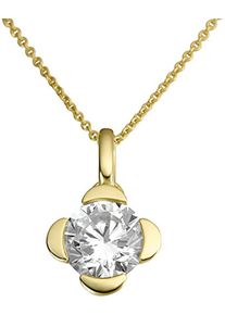 Kettenanh&auml;nger Firetti "Schmuck Geschenk Gold 333 Halsschmuck Anh&auml;nger Solit&auml;r Blume", gold (gelbgoldfarben, kristallwei&szlig;, kristallwei&szlig;), Schmuckanh&auml;nger, Damen, Gelbgold 333, 0,95 g, Kettenanh&auml;nger, mit Zirkonia (synth.)