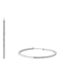 Paar Creolen Amor "2034424", bunt (silberfarben, wei&szlig;, kristallwei&szlig;), Ohrringe, Damen, 42mm, Silber 925 (Sterlingsilber), Paar Creolen, mit Zirkonia (synth.)