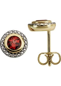 Paar Ohrstecker Firetti "Schmuck Geschenk Gold 333 Ohrschmuck Ohrringe Edelstein Kreis / rund", bunt (gelbgoldfarben, wei&szlig;goldfarben, rot, rot), Ohrringe, Damen, 7,7mm, Gelbgold 333, Paar Ohrstecker, mit Granat