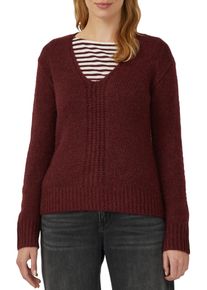 Strickpullover s.Oliver, Damen, Gr. 38, schwarz merlot, Strick, Obermaterial: 60% Polyacryl, 22% Polyester, 10% Alpaka, 8% Polyamid, unifarben, h&uuml;ftbedeckend, V-Ausschnitt, Pullover Strickpullover, mit V-Ausschnitt