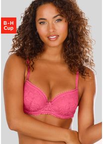Schalen-BH Lascana "Luciana", Damen, Gr. 80, Cup F, pink, Spitze, Obermaterial: 89% Polyamid, 11% Elasthan, BHs Schalen-BH, aus zarter Spitze, Dessous
