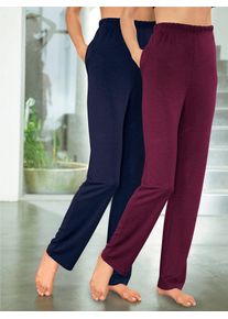 Schlupfhose feel good, Damen, Gr. 44/46, Normalgr&ouml;&szlig;en, bunt (marine, bordeaux), 70% Polyester, 30% Viskose, unifarben, Hosen Schlupfhose