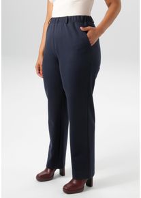 Jerseyhose ANISTON PLUS, Damen, Gr. 52, N-Gr, navy, Obermaterial: 65% Viskose, 30% Polyamid, 5% Elasthan, unifarben, figurumspielend lang, Hosen Jerseyhose, in edler elastischer Qualit&auml;t, Topseller