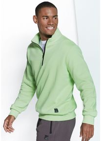 Sweatshirt John Devin, Herren, Gr. L (52/54), gr&uuml;n (hellgr&uuml;n), angeraute Sweatware, Obermaterial: 60% Baumwolle, 40% Polyester, unifarben, bequem normal, Rundhals, angesetztes B&uuml;ndchen, Sweatshirts Sweatshirt, Troyer mit schwarzem Rei&szlig;verschluss am Kragen, aus Baumwoll-Mix