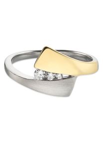 Fingerring Bruno Banani "Schmuck Geschenk Silber 925 Damenring" Gr. 56, gold (silberfarben, gelbgoldfarben, kristallwei&szlig;), Fingerringe, Damen, 56, Silber 925 (Sterlingsilber), 2,4mm, Fingerring, mit Zirkonia (synth.)