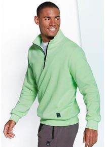 Sweatshirt John Devin, Herren, Gr. 3XL (64/66), gr&uuml;n (hellgr&uuml;n), angeraute Sweatware, Obermaterial: 60% Baumwolle, 40% Polyester, unifarben, bequem normal, Rundhals, angesetztes B&uuml;ndchen, Sweatshirts Sweatshirt, Troyer mit schwarzem Rei&szlig;verschluss am Kragen, aus Baumwoll-Mix