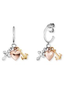 Paar Creolen Engelsrufer "GLAUBE LIEBE UND HOFFNUNG TRICOLOR", rosa (silberfarben, ros&eacute;goldfarben, gelbgoldfarben), Ohrringe, Damen, 12mm, Silber 925 (Sterlingsilber), Paar Creolen