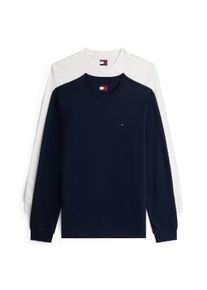 Longsleeve Tommy Jeans "TJM SLIM 2PACK L/S EXT", Herren, Gr. M, ecru, schwarz night navy, Single Jersey, Obermaterial: 100% Baumwolle, Rundhals, B&uuml;ndchen, Shirts Longsleeve