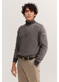 Troyer Bugatti "Zeitlos", Herren, Gr. M, 390, marine, Sweatware, 65% Baumwolle, 30% Polyester, 5% Elasthan, unifarben, normal, Pullover Troyer, im Materialmix Modern Fit