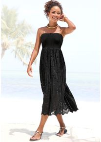 2-in-1-Kleid Lascana, Damen, Gr. 38, N-Gr, schwarz, Spitze, Obermaterial: 95% Polyamid, 5% Elasthan. Futter: 95% Viskose, 5% Elasthan, unifarben, figurumspielend lang, ohne Ausschnitt, Kleider 2-in-1-Kleid, aus gebl&uuml;mter Spitze, Sommerkleid oder Maxirock, elastisch, Topseller