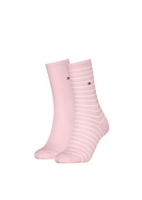 Socken Tommy Hilfiger "TH WOMEN SOCK 2P SMALL STRIPE", Damen, Gr. 35-38, rosa (light pink), Baumwollmischung, gestreift, uni, normal, Socken Socken, mit schmalem Rippenb&uuml;ndchen, meliert, gestreift
