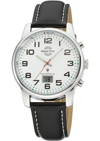 Funkuhr MASTER TIME "Super Power", schwarz (schwarz, wei&szlig;), Armbanduhren, Herren, Funkuhr, Armbanduhr, Quarzuhr, Herrenuhr, Datum, Leuchtzeiger