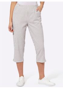 Caprihose Classic Basics, Damen, Gr. 46, Normalgr&ouml;&szlig;en, braun (taupe, gestreift), 100% Baumwolle, gemustert, gestreift, 3/4-L&auml;nge, Hosen Caprihose