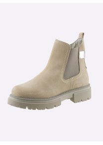 Stiefelette Heine, Damen, Gr. 39, beige, Leder, Veloursleder, Schuhe Stiefelette