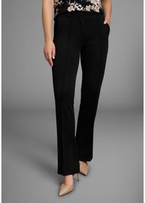 Schlaghose Laura Scott, Damen, Gr. 46, N-Gr, schwarz, Milano Rib, Obermaterial: 76% Polyester, 20% Viskose, 4% Elasthan, unifarben, figurbetont lang, Hosen Schlaghose, aus bequemer, elastischer Ware