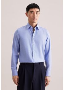 Businesshemd Seidensticker "Schwarze Rose", Herren, Gr. S (37), normale &Auml;rmell&auml;ngen, mittelblau, 100% Baumwolle, Strukturmuster, slim fit, 2-Knopf-Manschette, Hemden Businesshemd, Slim 1/1 Covered-Button-Down-Kragen Struktur