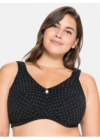 Entlastungs-BH sheego, Damen, Gr. 11,5, Cup F, schwarz (schwarz, schwarz, bedruckt), 95% Baumwolle, 5% Elasthan, BHs Entlastungs-BH