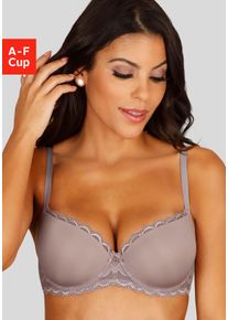 Schalen-BH Lascana "Evita", Damen, Gr. 90, Cup C, beige (sand), Microtouch, Obermaterial: 90% Polyamid, 10% Elasthan, BHs Schalen-BH, mit feiner Spitzenborte, Dessous