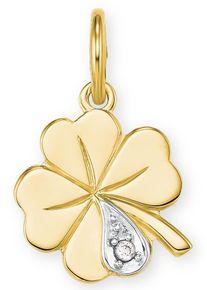 Kettenanh&auml;nger Amor "Kleeblatt", gold (gelbgoldfarben, wei&szlig;goldfarben, wwei&szlig;), Schmuckanh&auml;nger, Damen, Diamanten Gelbgold 585, 0,59 g, Diamanten, Gelbgold 585, Kettenanh&auml;nger, mit Diamant