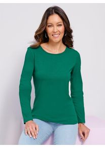 Langarmshirt Classic Basics "Langarm-Shirt", Damen, Gr. 42, gr&uuml;n, 100% Baumwolle, unifarben, Rundhals, Shirts Langarmshirt