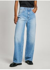 Straight-Jeans Pepe Jeans "UHW &ndash; Ultra High Waist", Damen, Gr. 31, L&auml;nge 32, blau (med blau rigid denim), Denim/Jeans, Obermaterial: 100% Baumwolle, straight fit lang, Jeans Straight-Jeans, mit hohem Bund