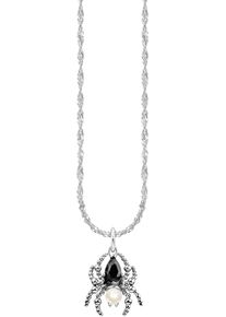 Kette mit Anh&auml;nger Thomas Sabo "Spider Romance Kette Spinnen-Design" Gr. 45, schwarz-wei&szlig; (silberfarben, schwarz, wei&szlig;), Halsketten, Damen, 45, Perlen Silber 925 (recycelt), Perlen, Silber 925 (recycelt), Kette mit Anh&auml;nger, mit Zirkonia (synth.) - mit S&uuml;&szlig;wasserzuchtperle